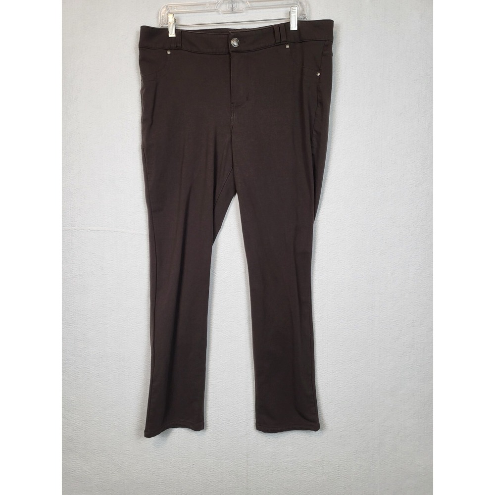 Lane Bryant Womens Ankle Pants Straight Leg Mid Rise Stretch Black Size 18